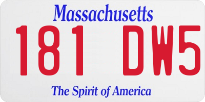 MA license plate 181DW5
