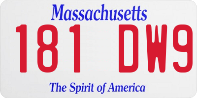 MA license plate 181DW9