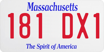 MA license plate 181DX1