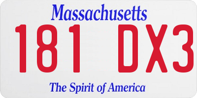 MA license plate 181DX3