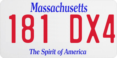 MA license plate 181DX4