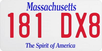 MA license plate 181DX8