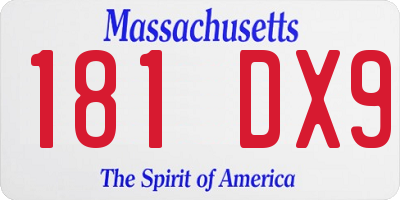 MA license plate 181DX9