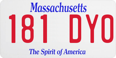 MA license plate 181DY0
