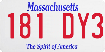 MA license plate 181DY3