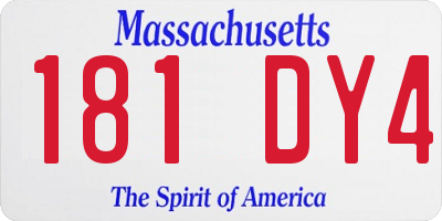 MA license plate 181DY4