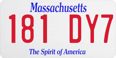 MA license plate 181DY7