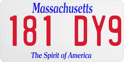 MA license plate 181DY9