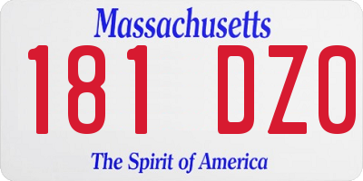MA license plate 181DZ0