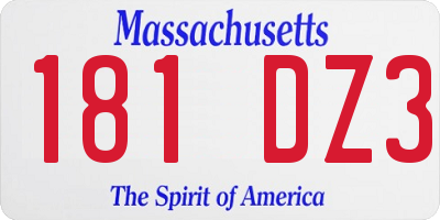 MA license plate 181DZ3