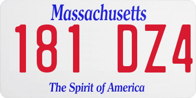 MA license plate 181DZ4