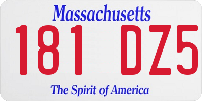 MA license plate 181DZ5