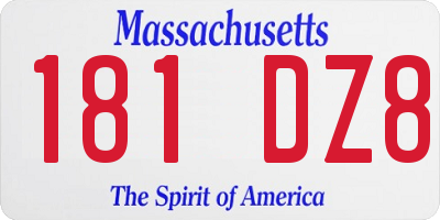 MA license plate 181DZ8