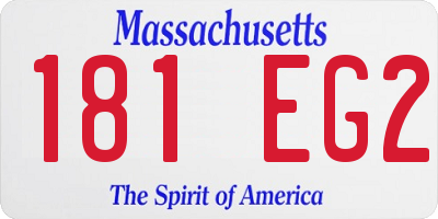 MA license plate 181EG2