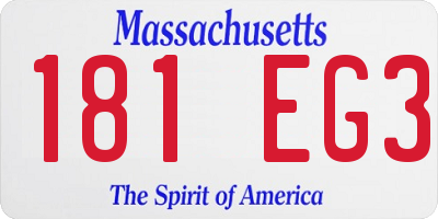 MA license plate 181EG3
