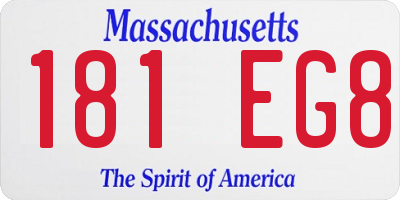 MA license plate 181EG8