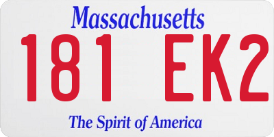 MA license plate 181EK2