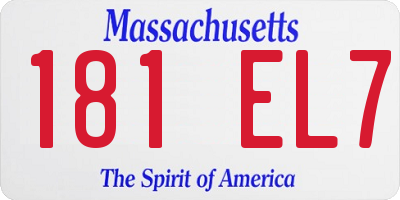 MA license plate 181EL7