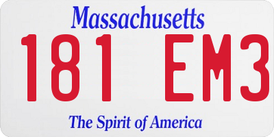 MA license plate 181EM3