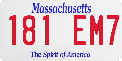 MA license plate 181EM7