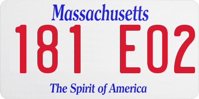 MA license plate 181EO2