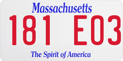 MA license plate 181EO3