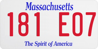 MA license plate 181EO7