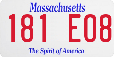 MA license plate 181EO8