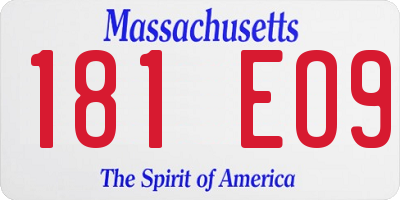 MA license plate 181EO9
