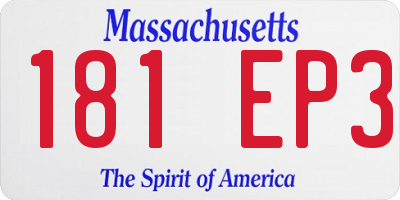 MA license plate 181EP3