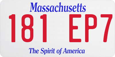 MA license plate 181EP7