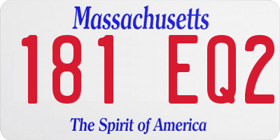 MA license plate 181EQ2