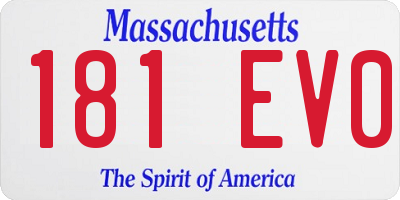 MA license plate 181EV0