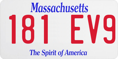 MA license plate 181EV9