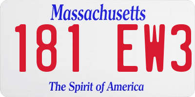 MA license plate 181EW3