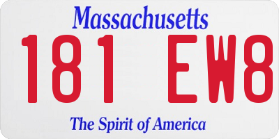 MA license plate 181EW8
