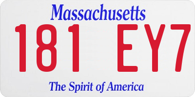 MA license plate 181EY7