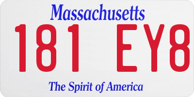 MA license plate 181EY8