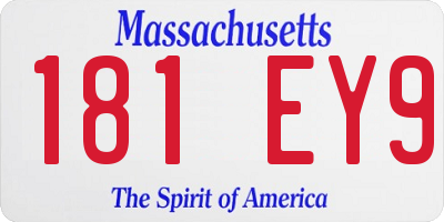 MA license plate 181EY9