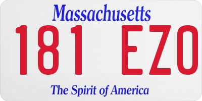 MA license plate 181EZ0