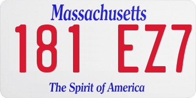 MA license plate 181EZ7