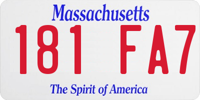 MA license plate 181FA7