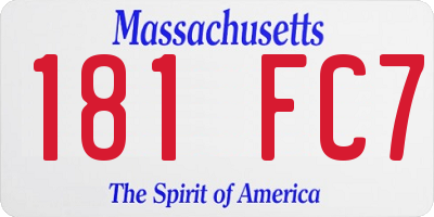 MA license plate 181FC7