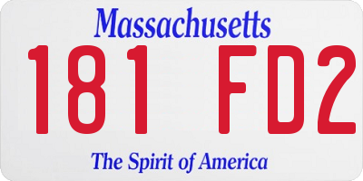 MA license plate 181FD2