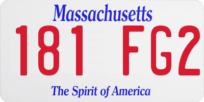MA license plate 181FG2