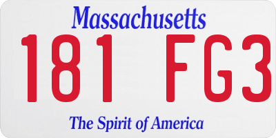 MA license plate 181FG3