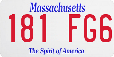 MA license plate 181FG6