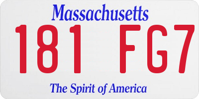 MA license plate 181FG7