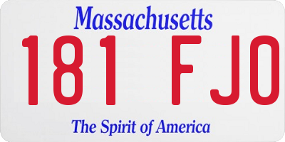 MA license plate 181FJ0