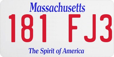 MA license plate 181FJ3